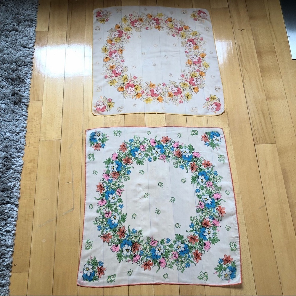 Vintage Vera Silk Floral Scarves 2 piece scarf bundle